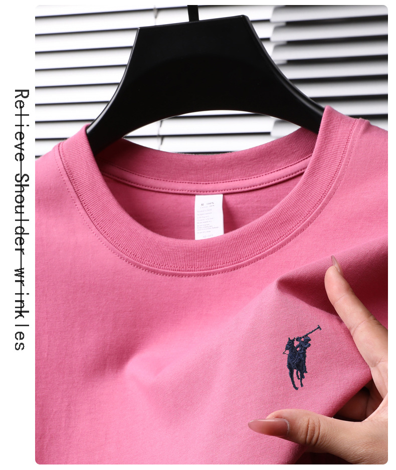 跨境纯棉绣花短袖男士t恤2025夏季新款休闲透气圆领半袖薄款体恤详情17