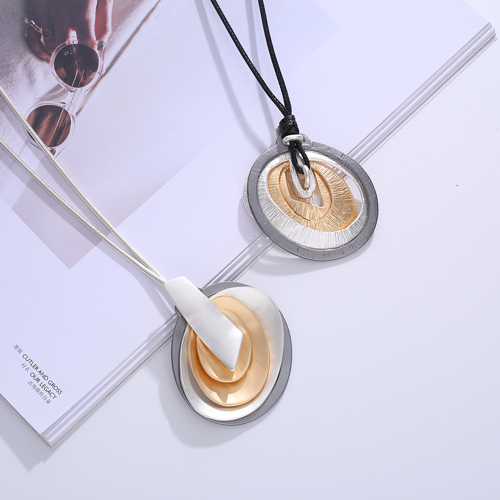 欧美金属项链亚马逊爆款跨境复古简约ins吊坠长款时尚女士毛衣链详情11