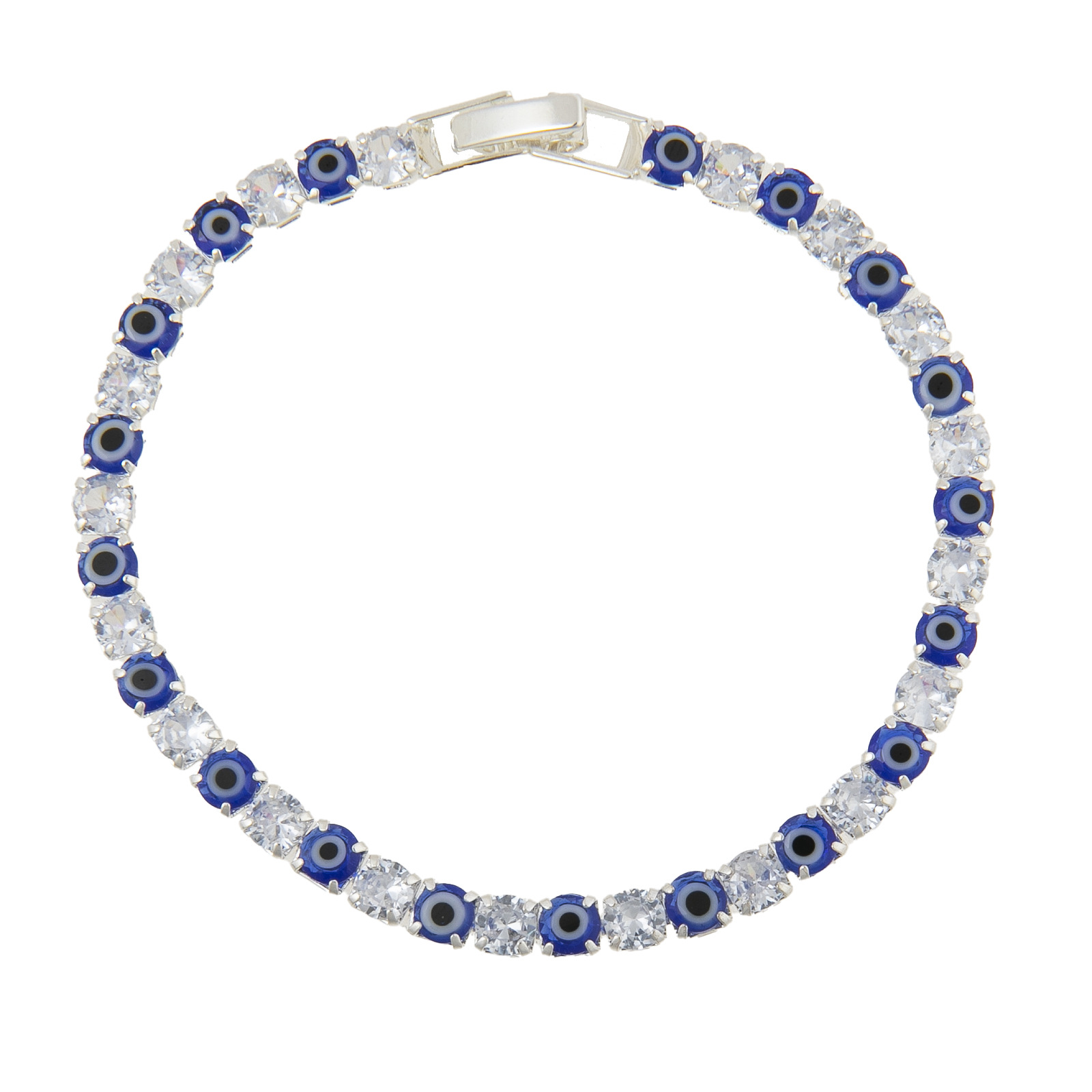 土耳其蓝眼睛恶魔之眼手链铜镀银满钻网球链跨境时尚邪眼饰品工厂批发详情9