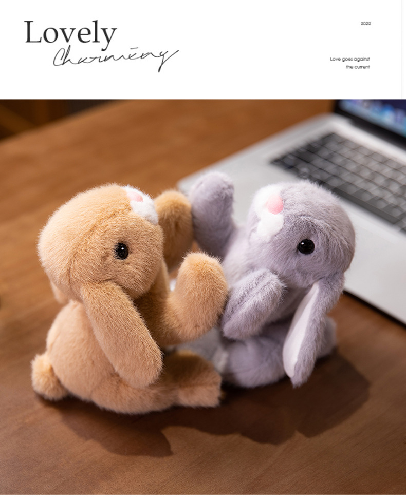 Super cute simulation ear-hanging Xiangxiang Rabbit plush toy, birthday gift for girls, office healing palm treasure, cross-border wholesale pic 18