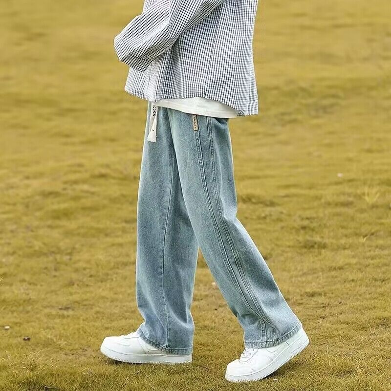 水洗浅色牛仔裤男生2024夏季新款男士直筒宽松阔腿休闲裤子青少年详情9