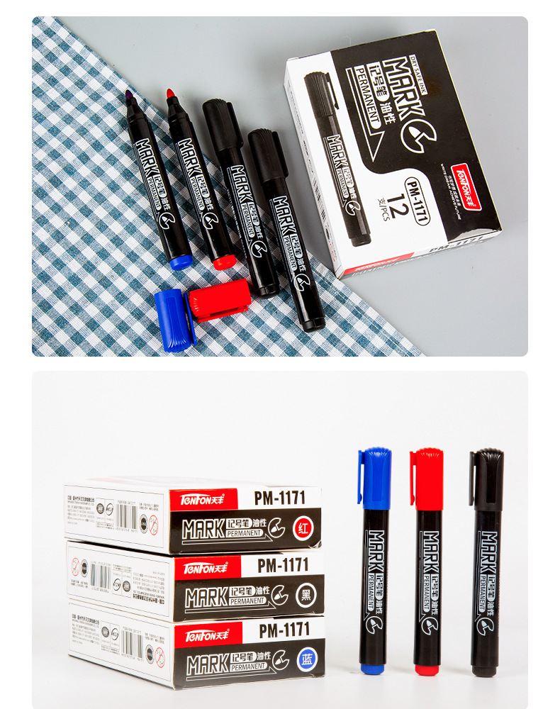 Small wholesale oil-based marker pens, black blue Red marker pens, 1171 Tianfeng oil-based marker pens pic 14