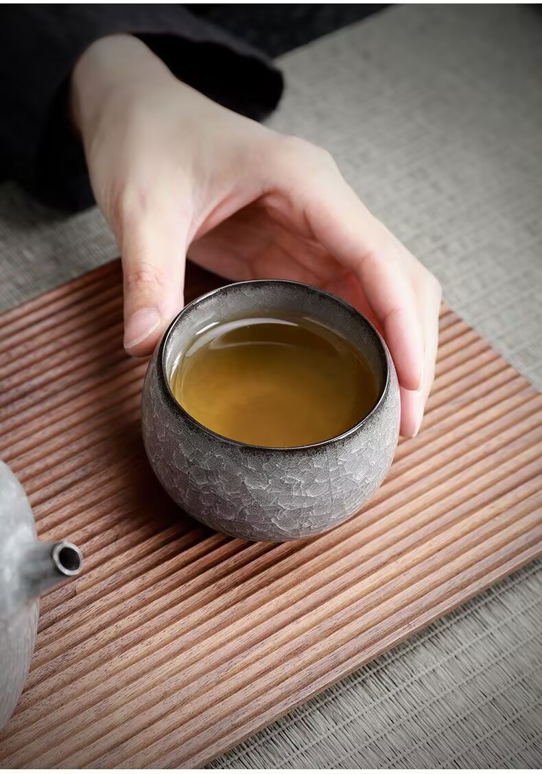冰花主人杯单杯高档情侣一对功夫茶杯男士品茗杯子冰裂纹陶瓷茶盏详情4
