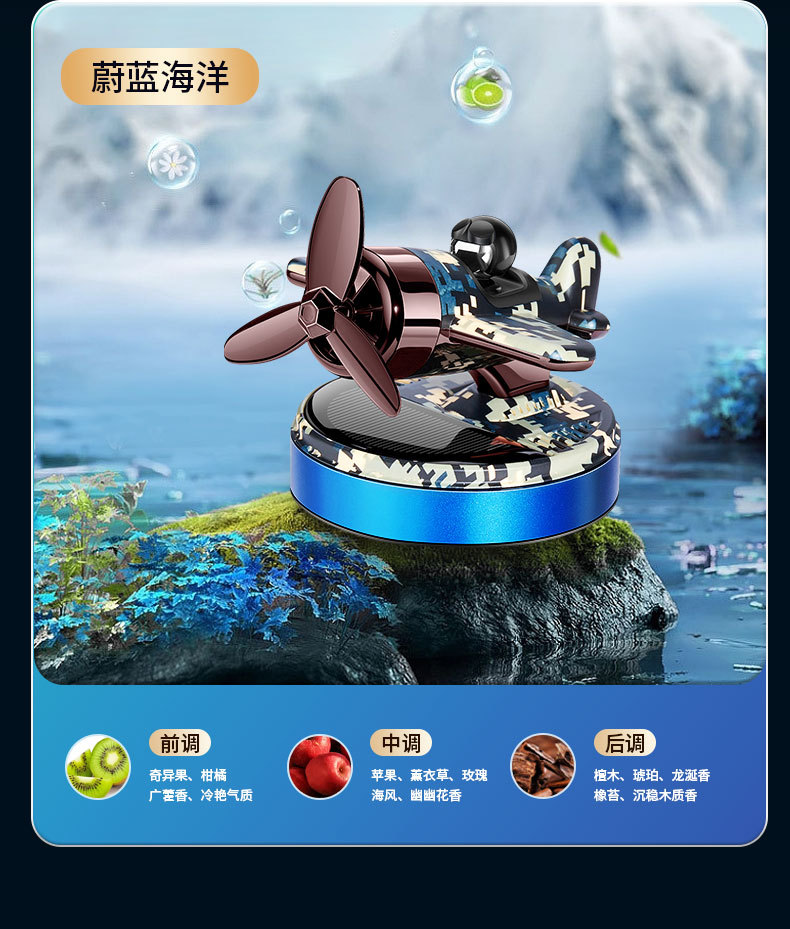 Car solar helicopter aroma diffuser, car rotating cloud roller, airplane interior center console perfume decoration pic 11