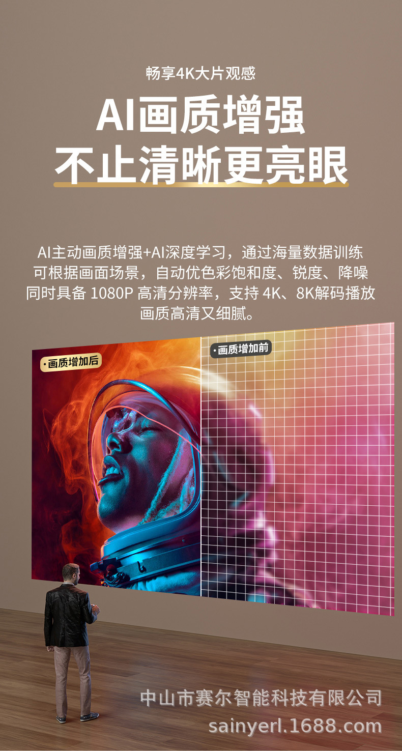 A11 projector with electric focusing, 1080P, suitable for home, office, bedroom wall projection, home small cinema, 4K projector pic 9