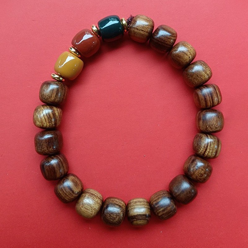 Green sandalwood bamboo Joint Rising Moonstone bracelet Running Ring style for men and women Sandalwood bracelet DIY pic 17