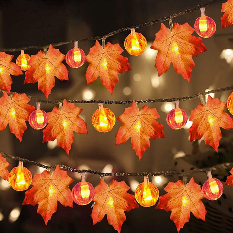 Cross-border led maple leaf color lights, flashing lights, string lights, starry sky, holiday Christmas room decoration, battery USB star lights pic 29