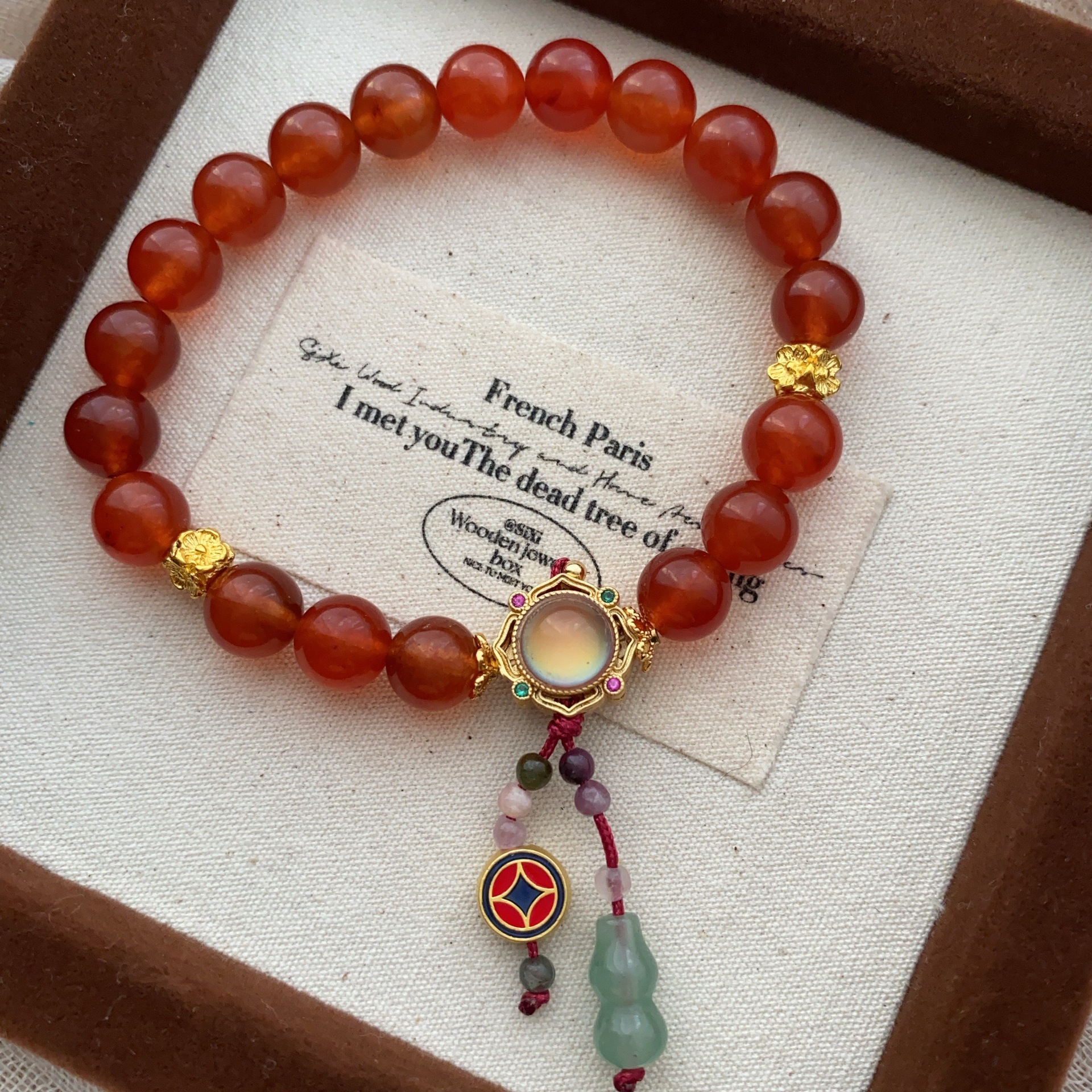 南红玛瑙手串小众设计手链玄学葫芦平安扣国风优雅气质女款手圈详情18