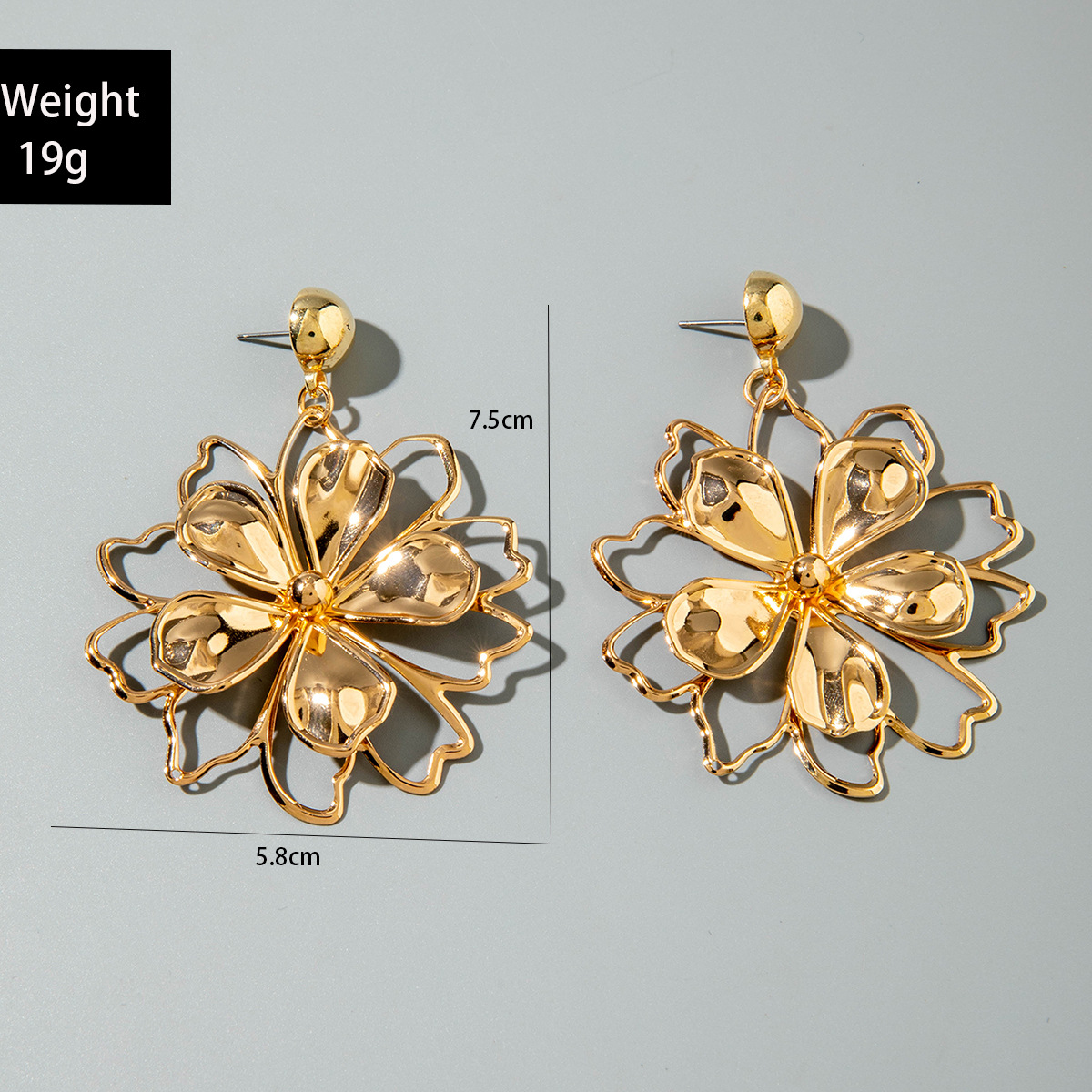 欧美跨境时尚几何设计感褶皱花朵耳环 小众镶珍珠高级感耳环耳饰详情32