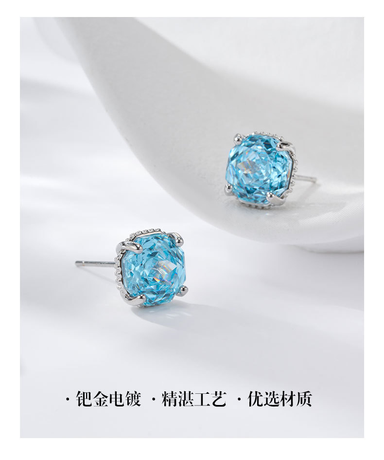 源头工厂轻奢海蓝玫瑰切耳钉铜合金s925银针高级感经典通勤女耳饰详情13