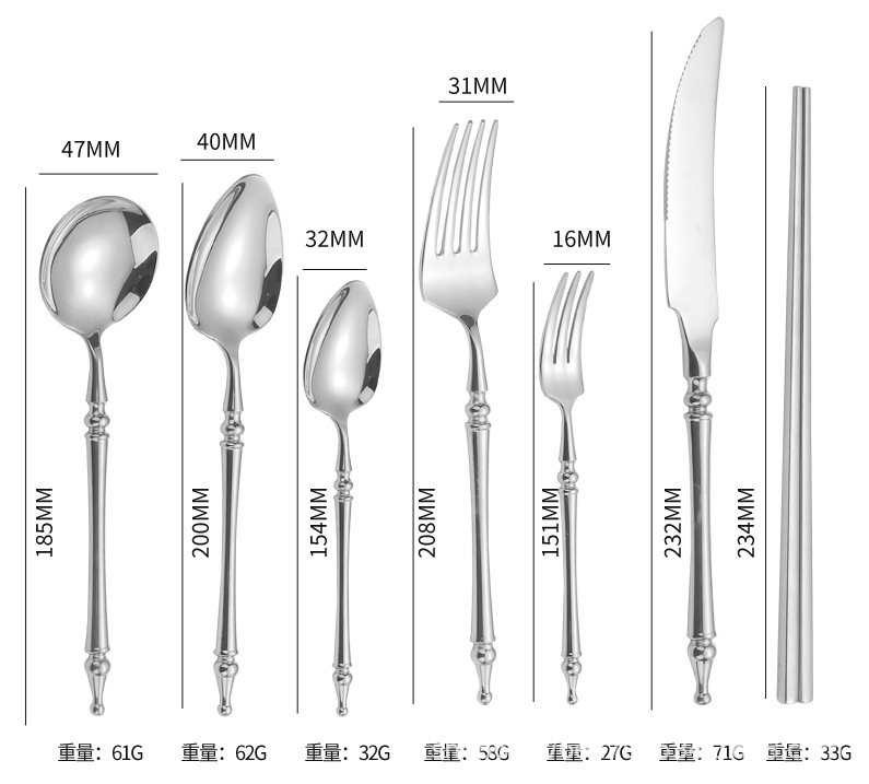 Legendary Western Cuisine knife, fork and Spoon Cross-border European Tableware Set, 304 stainless steel, home, restaurant and hotel steak knife and fork pic 8