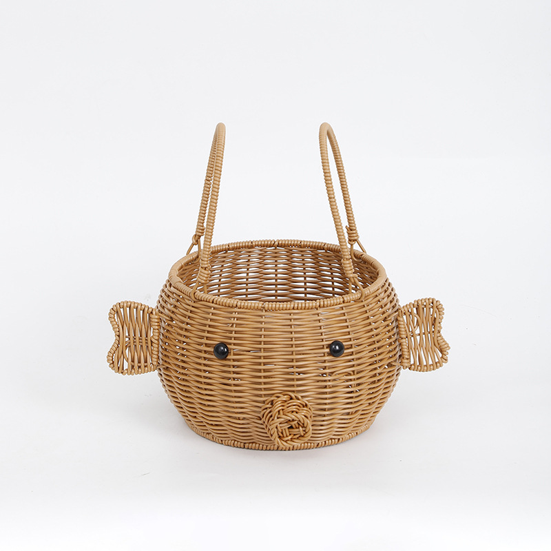 Willow weaving baskets, bamboo weaving baskets, rattan weaving storage baskets, egg creative tableware, fruit plates, elephant and pig animal ornaments manufacturer pic 6