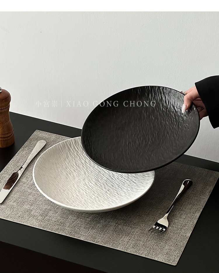 石纹陶瓷深盘轻奢家用牛排盘意面盘高级感西餐盘蔬菜沙拉盘盘子详情6