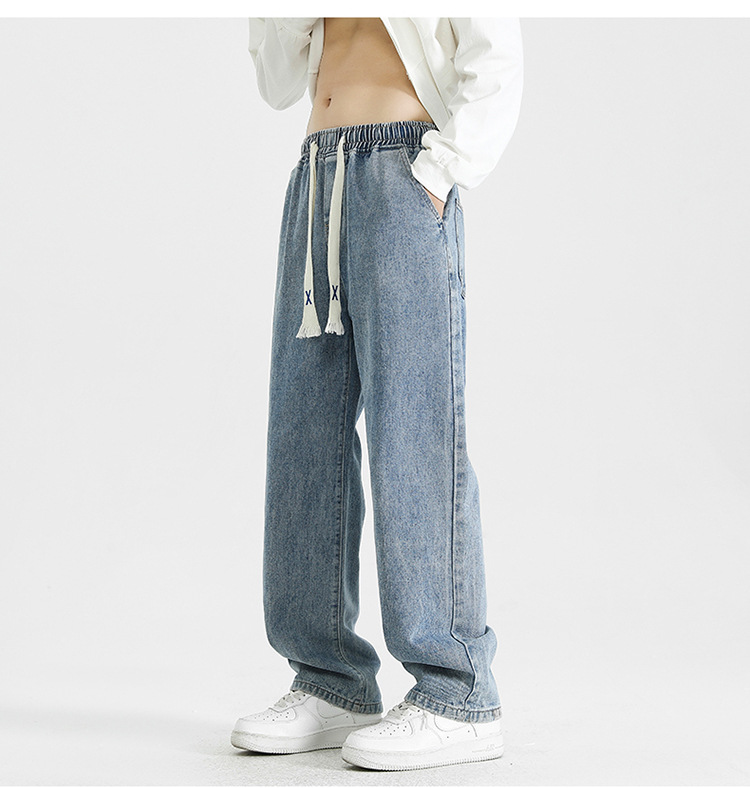 直筒牛仔裤男款春秋季潮牌百搭宽松美式高街阔腿裤休闲长裤子男士详情17