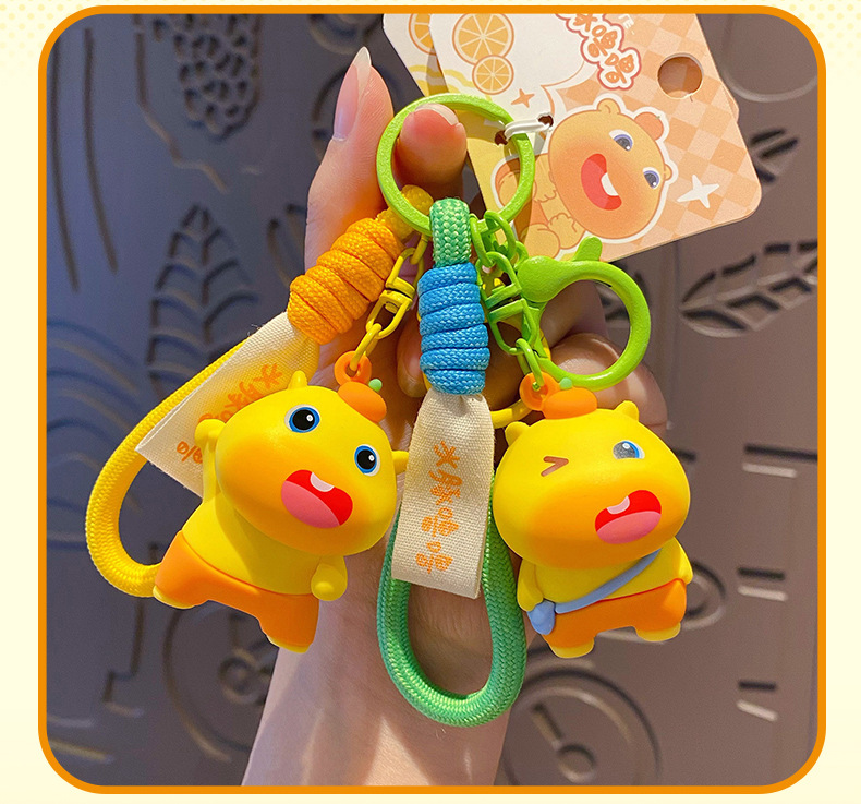 正版水豚噜噜基础皮绳系列钥匙扣挂件可爱公仔情侣包包挂饰小礼物详情13