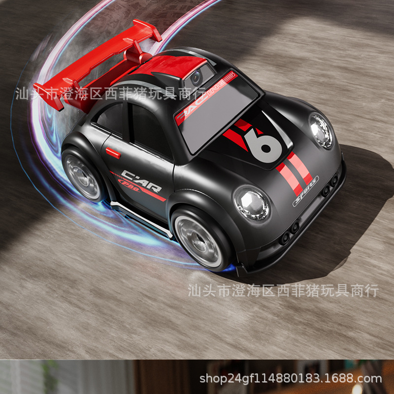 Cross-border remote control MINI car camera and photo cartoon Q-version mini screen control racing drifting C6 remote control car toy pic 32