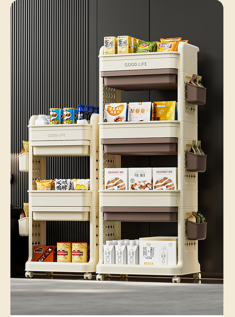 小推车置物架免安装零食收纳箱客厅玩具储物柜子家用抽屉式收纳柜详情3