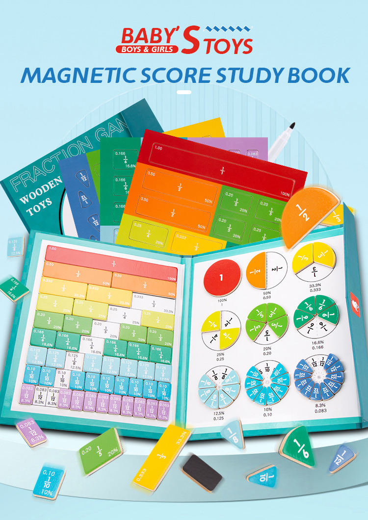 磁性分数学习盘演示器磁力磁吸分数盘三年级数学教具分子分母加减详情1