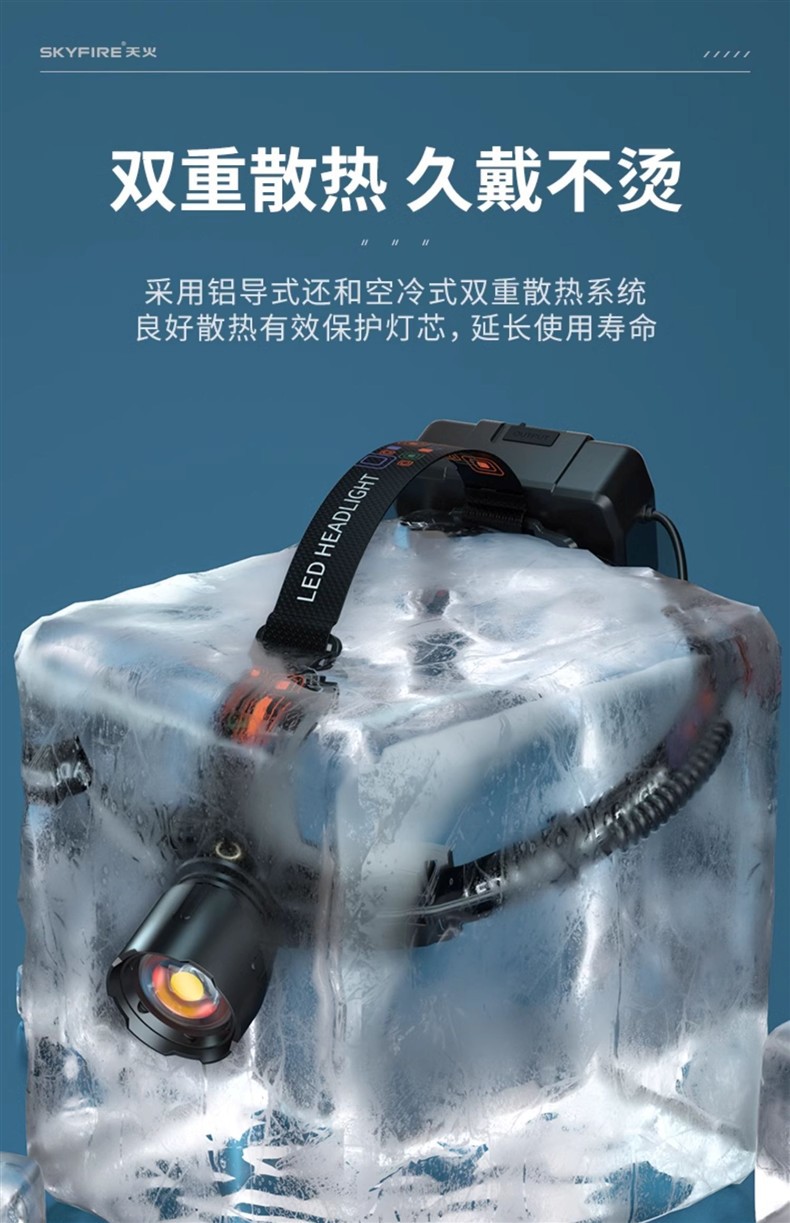 天火手电筒强光充电头戴式照明灯便携头灯2025新超亮感应户外远射详情32