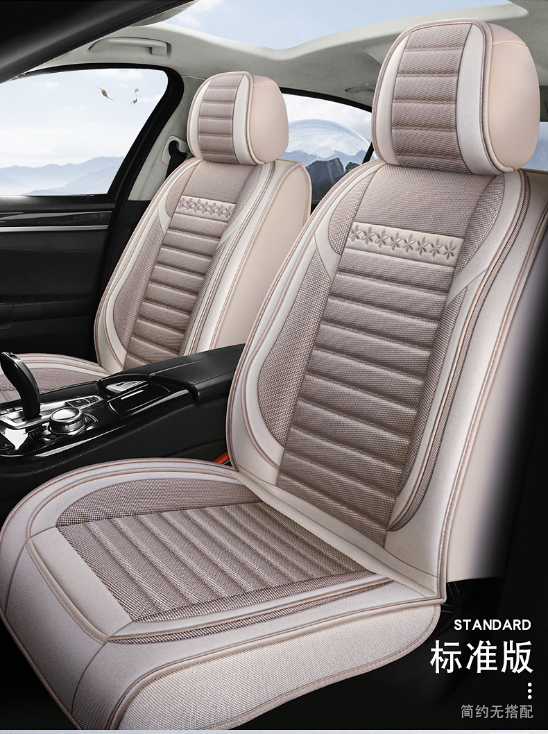 One-piece consignment cross-style linen car seat cushions, wear-resistant, dirt-resistant, all-season universal, full-body seat covers, car seat covers pic 18