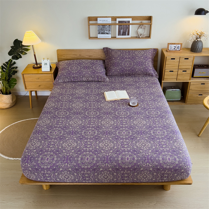 Pure cotton yarn-dyed jacquard double-layer gauze bed cover, single piece of all-cotton gauze mattress protective cover, bedspread, bed cover, single piece of bedding pic 90