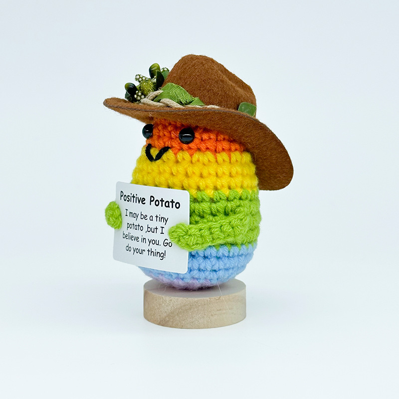 跨境爆款钩织牛仔帽玩偶情绪玩偶纯手工励志抱卡玩偶系列精美礼品详情18