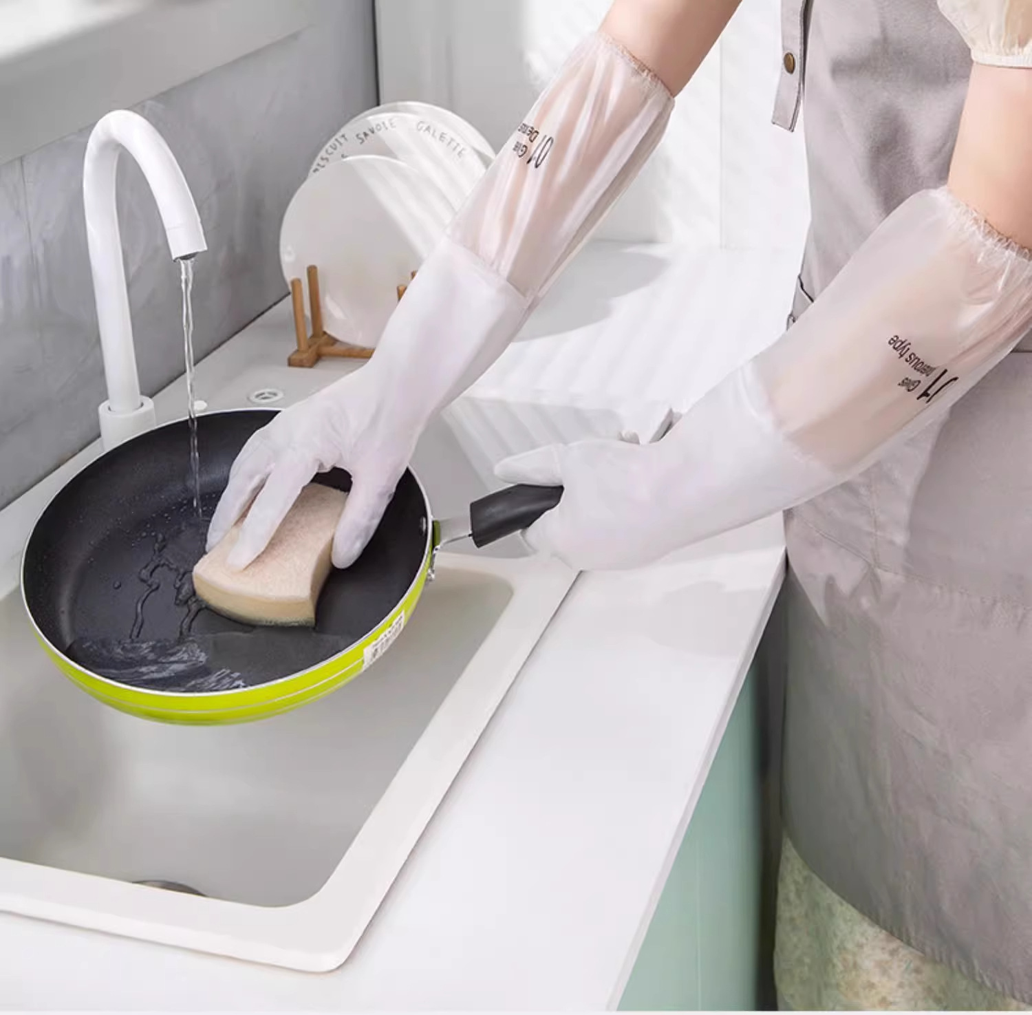 厨房家务洗碗手套女家用刷锅洗菜专用洗衣服防水加厚耐用橡胶手套详情10