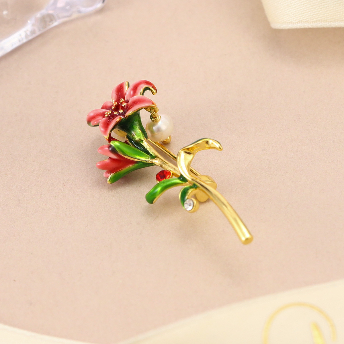 Retro and simple floral painting, oil-dripping long brooch, pearl coat, anti-glare sweater, cardigan button accessory pic 20