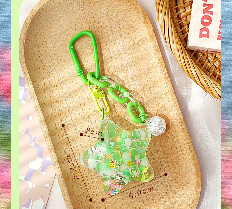 亚克力星星入油流沙瓶钥匙扣女卡通挂件儿童学生书包挂饰可爱漂浮详情8