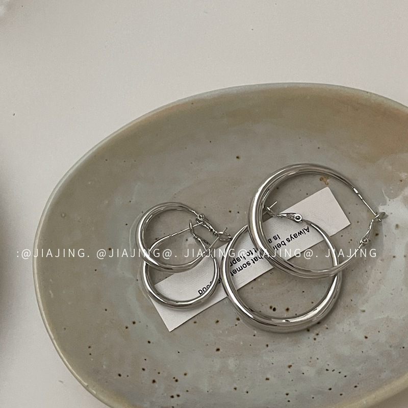 冷淡风素圈耳环复古圆圈耳饰925银针小众高级感气质轻奢风简约女~详情13