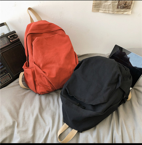 书包女ins风复古森系帆布双肩包日系原宿高中大学生简约百搭背包详情37