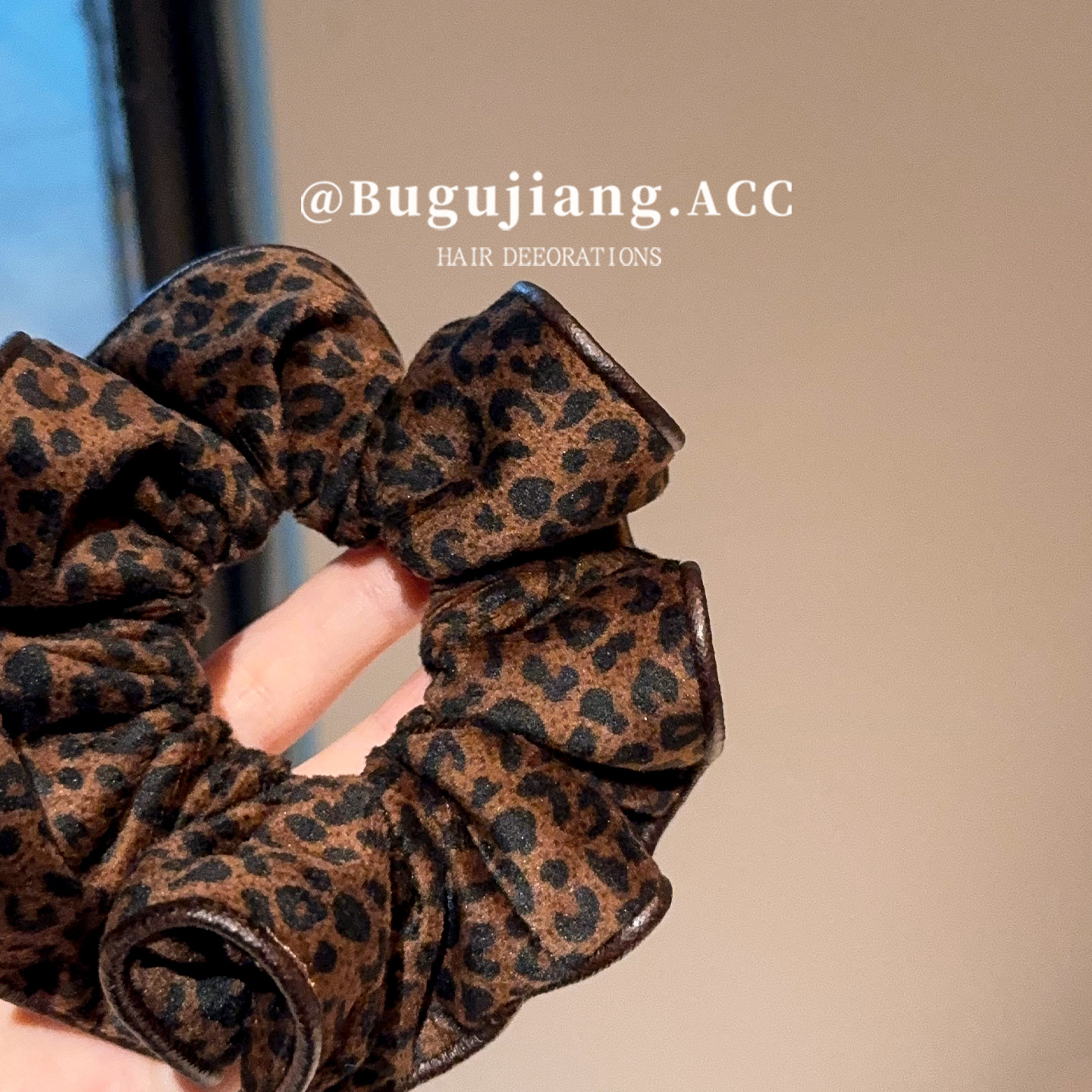 Korean retro leopard print double-sided large intestine hair band, fashionable and elegant, bun hairstyle, high-end look, hair tie, hair tie, flower girl pic 6