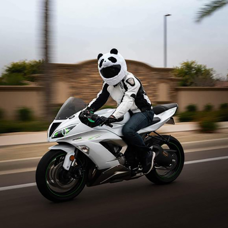 Cross-border bestseller, street blast, powerful helmet decoration set, rabbit plush motorcycle cool helmet set, cute panda mask pic 10