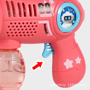 Cross-border 32-hole space alien bubble machine, hand-held electric self-priming rotating light music bubble gun pic 5
