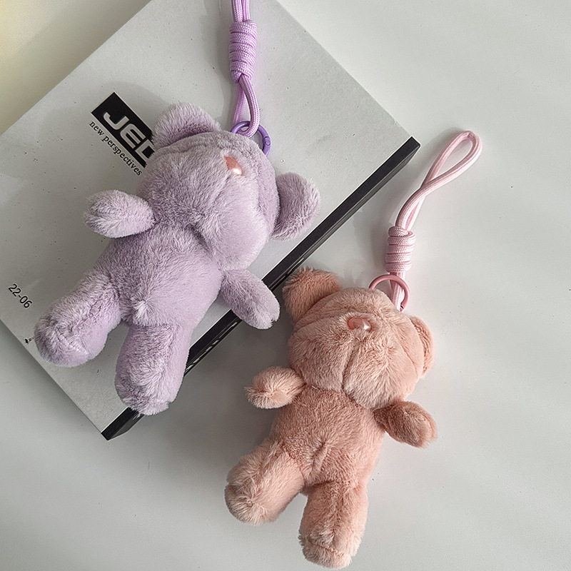 Cute candy-colored eyeless bear figurines, keychains, small pendants, backpack decorations, plush toys, claw machines, dolls pic 1