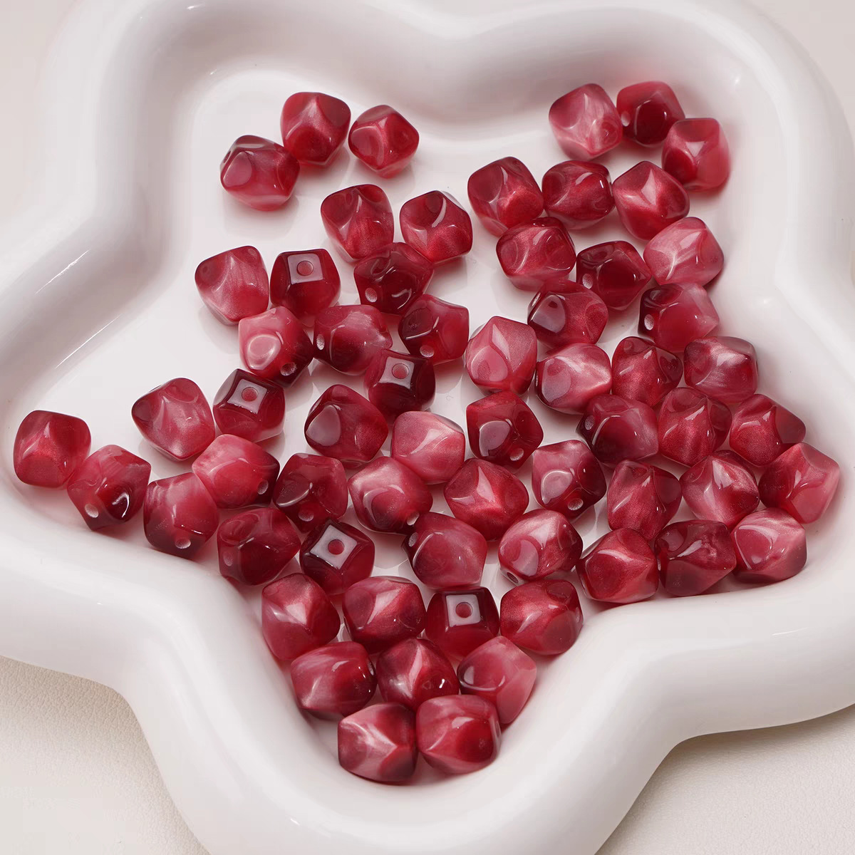 梦幻奶油色晕染八角珠异型珠圆珠散珠手工DIY手链项链珠子饰品配详情11