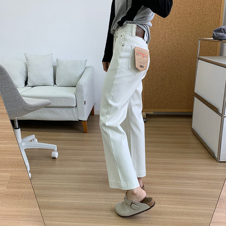 Slimming pants! Early spring light blue four-sided stretch straight-leg jeans for women 2025, high-waisted and petite 9-inch pants pic 36