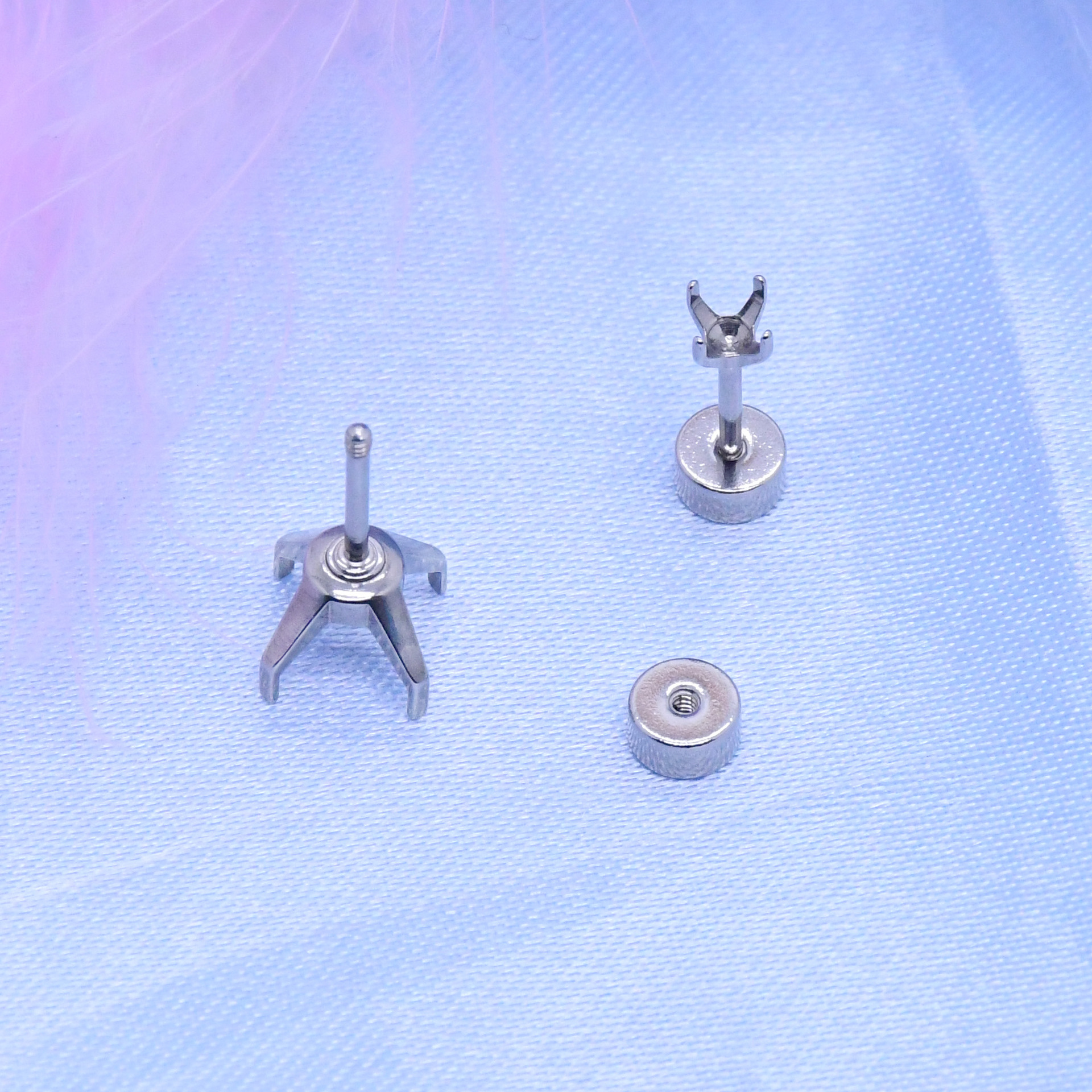 厂家直销跨境 不锈钢 热门火爆耳钉空托四爪托锆石耳钉托饰品批发详情4