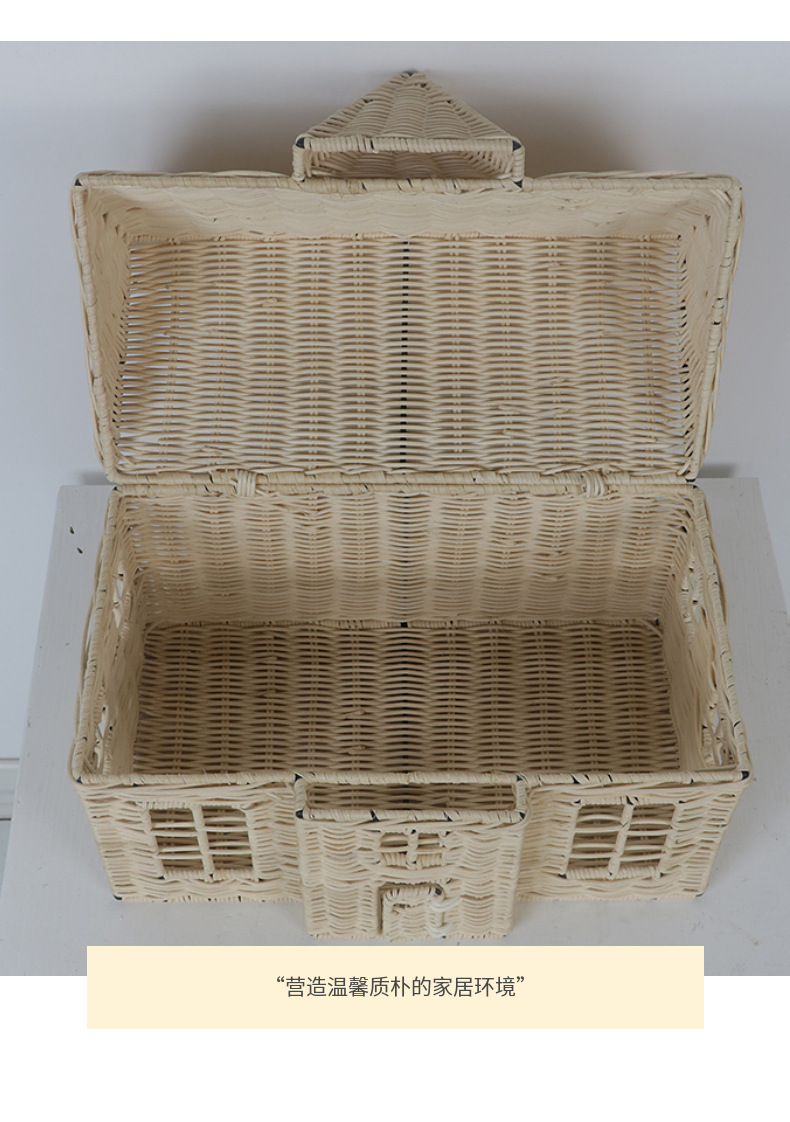 卡通城堡小房子藤编儿童玩具收纳筐儿童玩过家家房装饰品摄影道具详情11