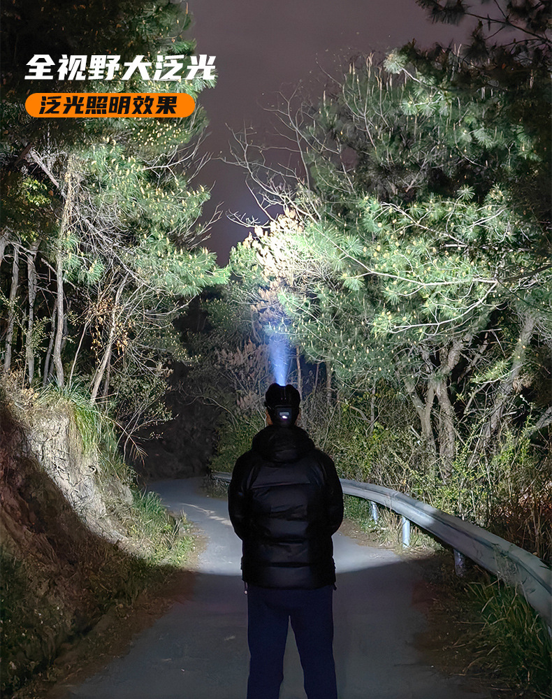 跨境新款户外充电露营登山应急灯夜钓灯拉伸变焦警示灯强光头灯详情17