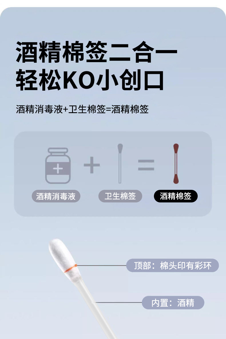 酒精棉签一次性碘伏棉棒便携折断式盒装50支家用批发日用详情2