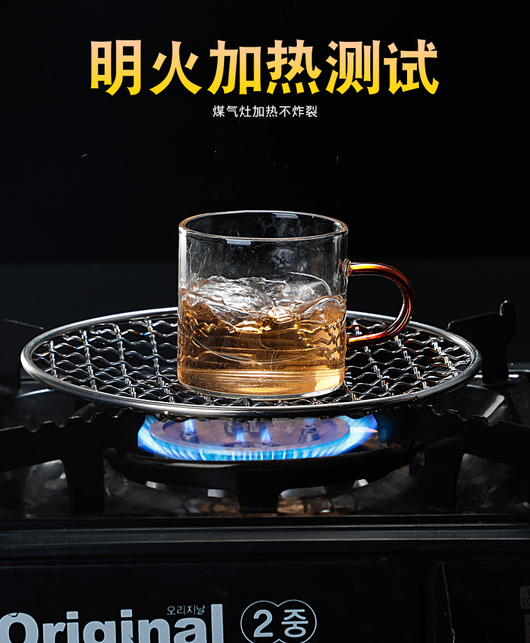 High borosilicate glass tea cups, master cups, heat-resistant transparent thickened tasting cups, small colored handle tea bowls, Gongfu tea sets pic 5