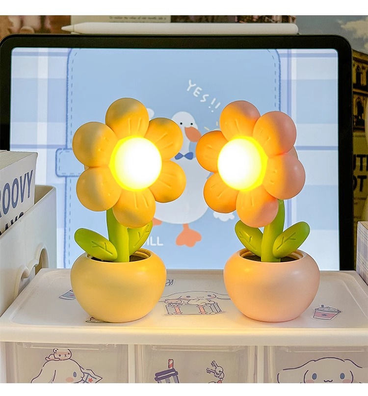 跨境小夜灯迷你小花床头创意不插电氛围灯礼物台灯可爱床头摆件详情9