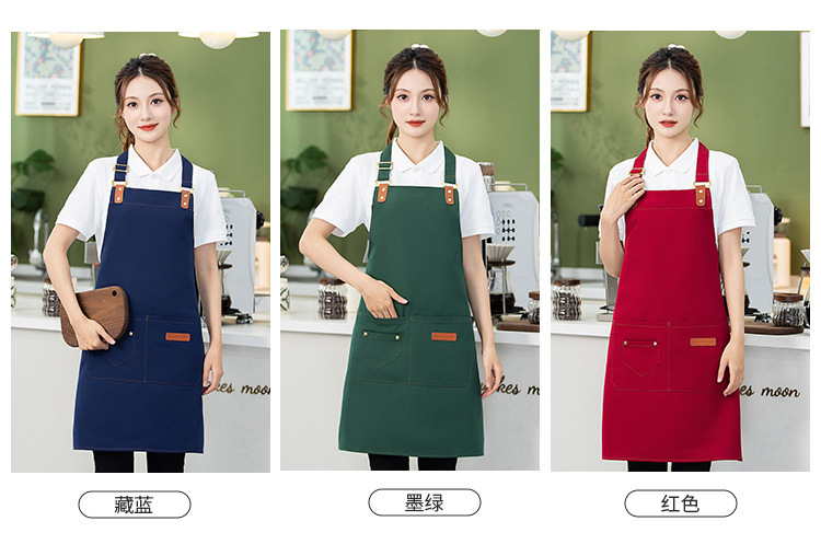 帆布围裙logo印字美甲烘焙咖啡奶茶店理发师防水防污耐穿的工作服详情5