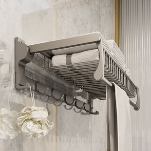 免打孔奶油风毛巾置物架卫生间奶白色浴巾架浴室卫浴五金挂件套装详情14