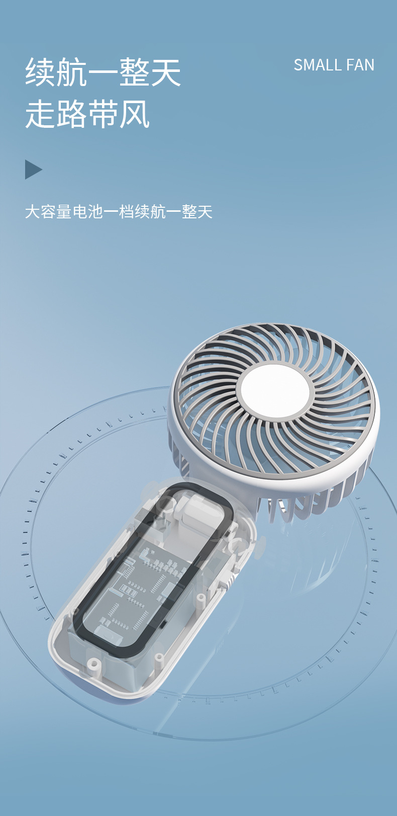 手持挂脖小风扇小型折叠迷你便携式USB可充电学生宿舍电风扇详情9