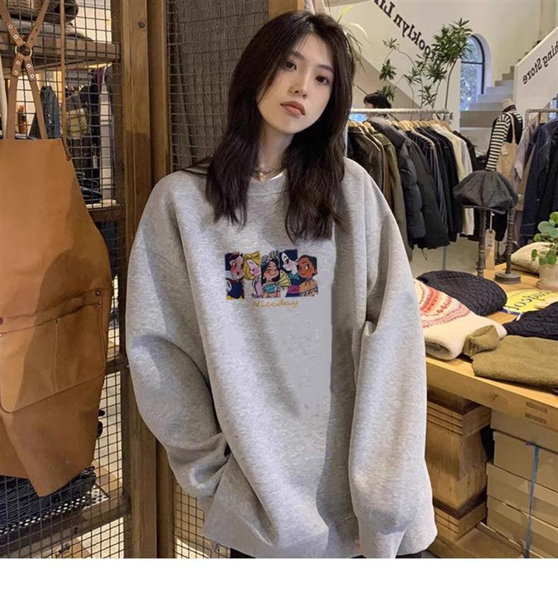 美式复古卫衣女秋季慵懒风宽松长袖上衣圆领加绒加厚oversize外套详情20