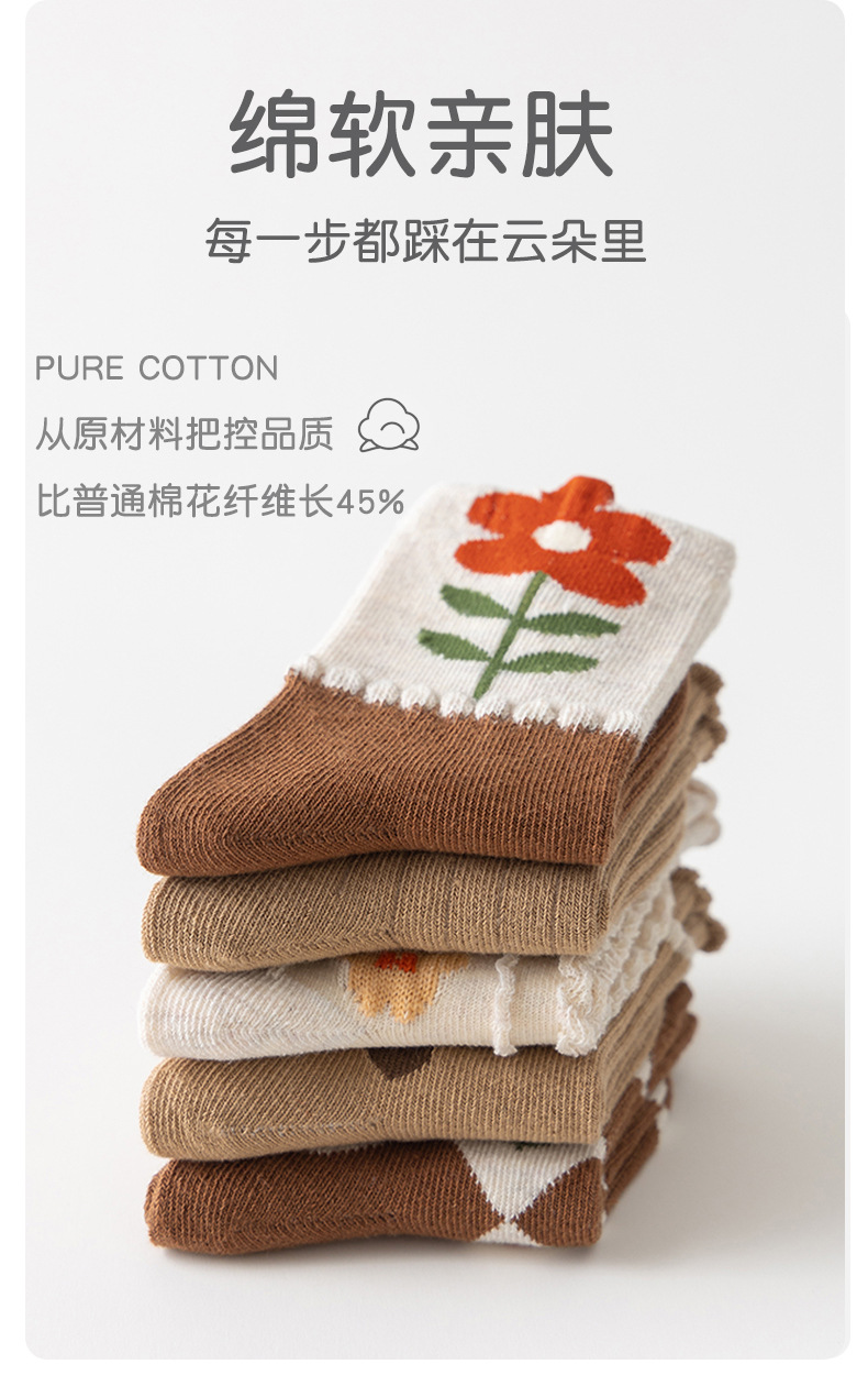 春秋季新款儿童袜子棉质男女童袜子中筒柔软亲肤卡通小熊童袜批发详情5