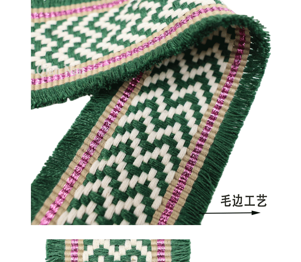 Factory direct supply of 60mm wide fringed tassel ethnic style jacquard webbing for luggage straps, clothing, shoes and hats, and decorative accessories pic 22