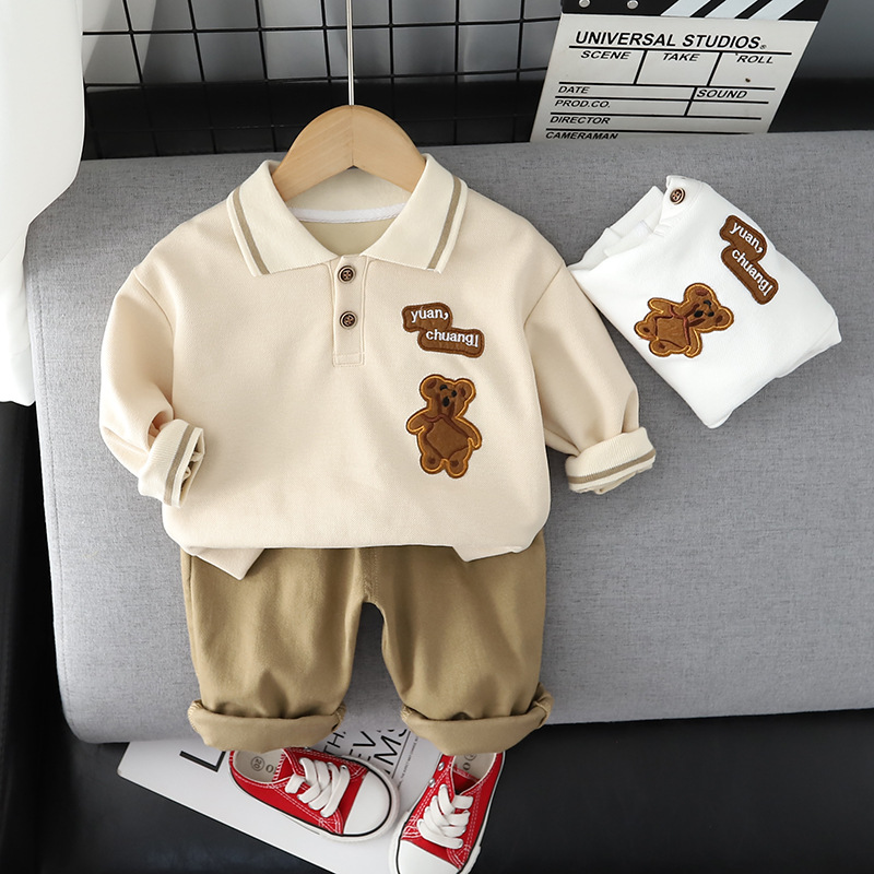 童装春秋季男童套装秋装中小童长袖polo领上衣休闲裤运动服两件套详情3